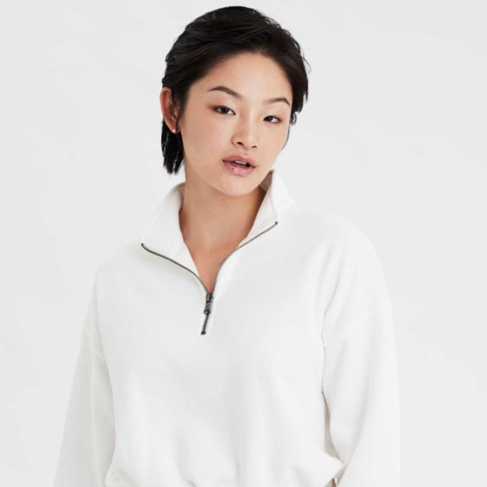 White quarter zip fleece